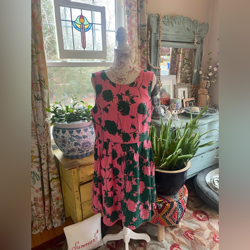 SOLD. Boden Pink and Green Floral Dress 12